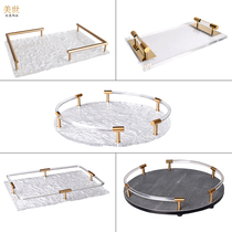 Minimalist modern transparent acrylic tray hem metal table decoration containing tray-like plate room Accessories for sale