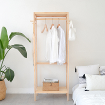 Simple modern cabinet coat rack hanging clothes storage rack solid wood bedroom hanger hanger floor shelf storage