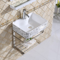 Ceramic wash basin rectangular large capacity wall type simple balcony household bracket mini wash basin