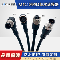 M12 Aviation plug with wire waterproof Industrial Plug connector Sensor 4 Core 5 Core 8 Core 12 Core with 2 meter Line