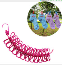 Creative outdoor clothesline clothes rope travel portable retractable windproof elastic rope with 12 clips