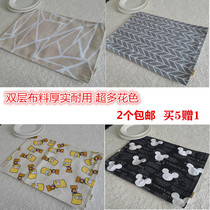 Simple plaid double-layer fabric thickened cotton linen placemats children student napkins heat insulation mat plate mat bowl mat