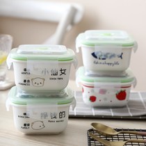 Fruit ceramic fresh-keeping container with lid Microwave oven fresh-keeping bowl Sealed early and late lunch box small convenient work soup bowl