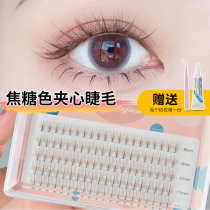 Caramel brown Barbie Sandwich Fairy Fake Eyelash Single Tuft Natural Emulation Eyelash Thick Fairy Net Red Mixed Dress