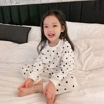 2021 autumn new children children children cute home clothes two sets long sleeve girl pajamas air conditioning clothes tide