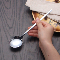 Stainless steel spoon thickened household round spoon tableware eating Korean spoon adult dessert watermelon long handle spoon