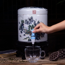 Ceramic filter water cylinder cold kettle household large cold kettle with faucet water storage tank porcelain bucket large capacity with cover