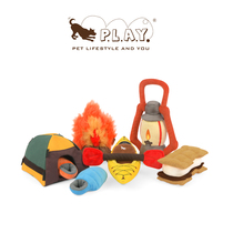 Camping series PLAY American plush voice interactive pet dog toy biscuit tent oil lamp bonfire kayak