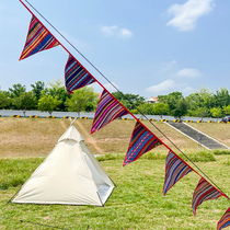 Outdoor Camping Atmosphere Triangle Banner Camping Tent Decoration Wind Rope Anti-Tripping String Flags Sky Curtain Accessories Banner 12 pieces