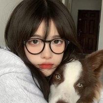 Plain glasses myopia female degree can be equipped with large face thin Korean version of tide ultra light black frame ins Wind eye protection flat lens