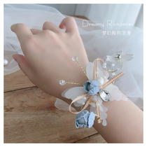 Super fairy Korean style small fresh wedding bride wrist jewelry wedding bridesmaid sister wrist flower bride ribbon hand flower