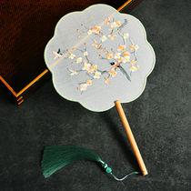 Miss my Chinese classical antiquity long-handled double-sided needling machine-embroidered fan Hanfu cheongsam picture retro fan