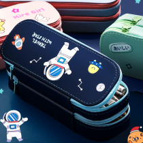 Double-layer pencil case large capacity multifunctional canvas girl heart ins Tide junior high school Korean version of primary school students Net red pencil box creative retro style male Korean cute Japanese literary stationery bag