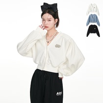 ANDYET AD1 22SS metal LOGO Decorative Short Stitch Weaselwear Jacket Spring Pure Color Cardigans Jacket