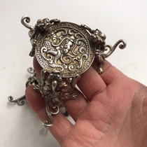 Chinese classical collection gallery decorated with pure copper-silver tripod candlestick tea cover tea button