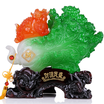 招财金蟾玉白菜摆件公司店铺开业乔迁礼品招财摆设品财旺四季