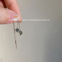 Autumn eleven Acc Jean Joins lukewarm windy silver small cubes fine chain ear line with a thin ear decoration
