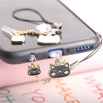 Cartoon cute cat hand earphone hole decoration charging port dust plug plug male and female couple pendant