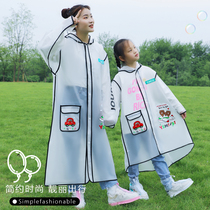  Childrens raincoat Mens and womens childrens parent-child waterproof cartoon parent-child raincoat with backpack rain gear Childrens lightweight adult fashion