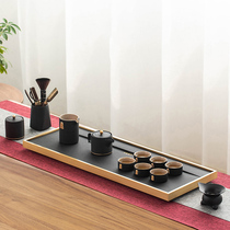 TOUCH MISS Japanese-style high-end Wu Jinshi tea tray Kung Fu tea set Household living room black pottery teapot teacup set