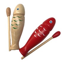Company promotion Orff childrens percussion instrument early education teaching aids ring Red natural color small wooden fish-shaped clapper