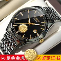 (999 foot gold tiger) Swiss labour men watches mechanical watch waterproof ultra-thin 24K gold table male watch
