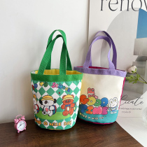 Student cute lunch box bag bucket bag mommy bag printed canvas bag small bag portable lunch bag hand carry lunch box bag