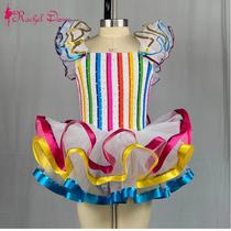 Childrens childrens dance performance suit tutu suit rainbow colorful stage customization Ruiqier
