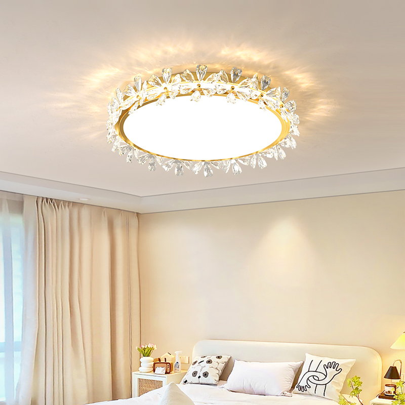 Bedroom lamp, master bedroom lamp, modern and simple crystal light luxury girl, warm and romantic room lamp, 2023 ceiling lamp