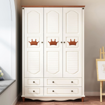 Childrens wardrobe home bedroom modern simple solid wood foot Cabinet two door three door Mediterranean childrens room big wardrobe