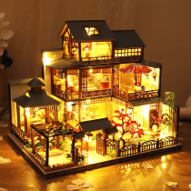 Large Villa adult decompression handmade diy hut 3D puzzle model toy birthday gift girl