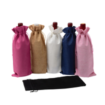  Linen wine bottle bag bundle cotton linen blind wine tasting bottle cover Neoprene champagne wine bag Gift wine bag