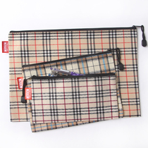 A4 file bag Plaid oxford cloth zipper bag Canvas bag a6A5 storage file bag can be customized LOGO