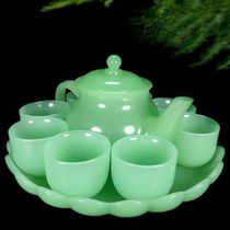Jade teapot] Bijade-colored jade teapot tea tea tea cup single Chinese kungfu health care tea tea set