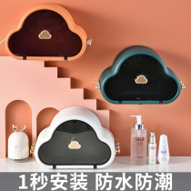 Toilet tissue box toilet paper box toilet box cloud roll paper wash face towel storage box wall-mounted rack free of punching