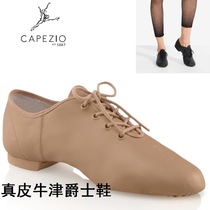 CAPEZIO jazz dance shoes Leather mens and womens large size modern dance shoes practice shoes soft sole belt heel teacher shoes