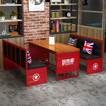 Card seat sofa industrial wind bar table and chair combination clean bar table home restaurant dining wall sofa stool