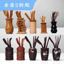 Retro pinch non-slip bamboo clip clip bamboo household tea leak drinking tea tweezers wooden tea table set of tools