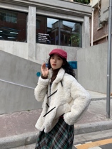 Li Anni fashion lamb coat womens winter loose lazy New temperament warm coat thick stand collar cotton coat
