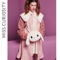 Curious Honeyls Sleepwear Woman Autumn Winter Long Coral Suede Sleeping Robe Home Conserved Winter Cute Thickened Garnter Outwear