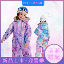 bluemagic boys and girls conjoined children ski suit ski suit ski pants waterproof snow ski equipment