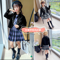 Girls academic style JK three-piece suit pleated skirt suit Spring and Autumn long sleeve Japanese school uniform foreign style 2021 tide