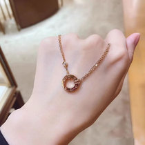 18K rose gold classic diamond-free loaf pendant love small ring necklace diamond choker lover woman