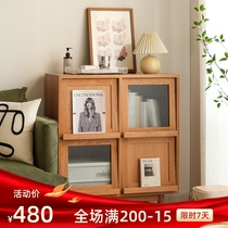Side cabinet solid wood Nordic style Japanese lockers magazine cabinet display cabinet designer simple modern living room side cabinet