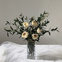 Nordic home glass vase eternal eucalyptus leaf Daisy rose flower bouquet living room desktop ornaments