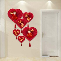 Paper fan flower happy word wedding new house layout wedding room decoration mans womans house fan flower creative simple atmosphere bedroom