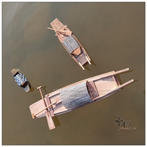 Retro solid wood outdoor boat model fish tank fish pond landscaping decoration waterproof wooden boat Jiangnan water town fishing boat decoration