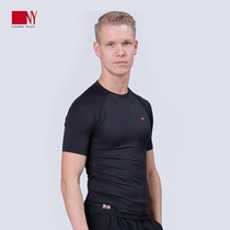 Nayi dance clothing modern Latin dance clothing mens T-shirt short sleeve slim and breathable elastic training suit