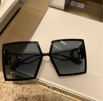 2021 new sunglasses premium black large frame sunglasses large face thin glasses anti-UV toad glasses tide