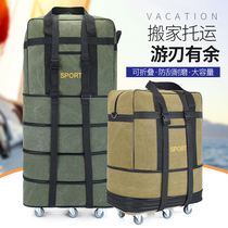  158 air check-in bag Canvas duffel bag large capacity moving travel bag with wheel back pull luggage bag dual-use